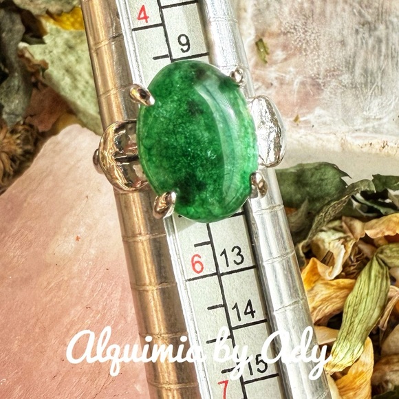 UNTREATED EMERALD SILVER RING - Picture 1 of 1